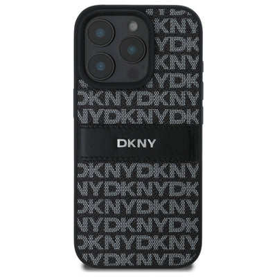 DKNY Texture Pattern Tonal Stripe iPhone 16 Pro Max Case - Black