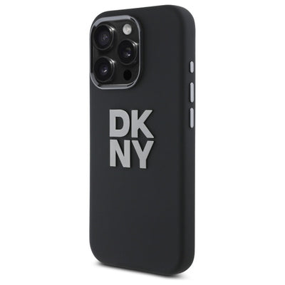 DKNY Liquid Silicone Metal Logo iPhone 16 Pro Max Case - Black