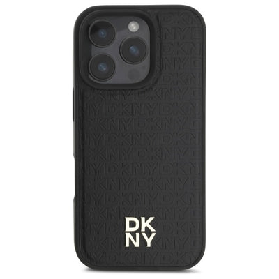 DKNY Repeat Pattern Stack Logo MagSafe iPhone 16 Pro Case - Black