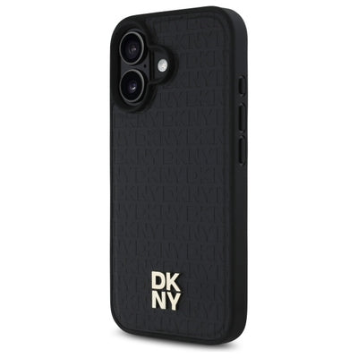 DKNY Repeat Pattern Stack Logo MagSafe iPhone 16 Case - Black