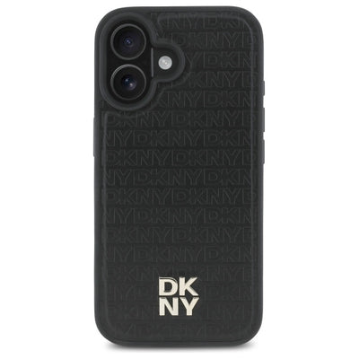 DKNY Repeat Pattern Stack Logo MagSafe iPhone 16 Case - Black