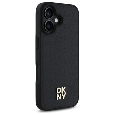 DKNY Repeat Pattern Stack Logo MagSafe iPhone 16 Case - Black