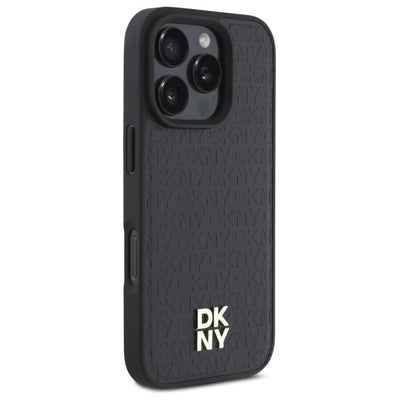 DKNY Repeat Pattern Stack Logo MagSafe iPhone 16 Pro Max Case - Black