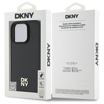 DKNY Repeat Pattern Stack Logo MagSafe iPhone 16 Pro Max Case - Black