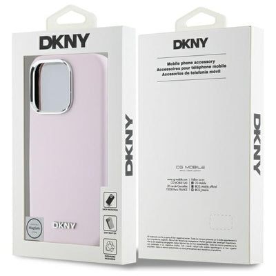 DKNY Liquid Silicone Small Metal Logo MagSafe iPhone 16 Pro Max Case - Pink