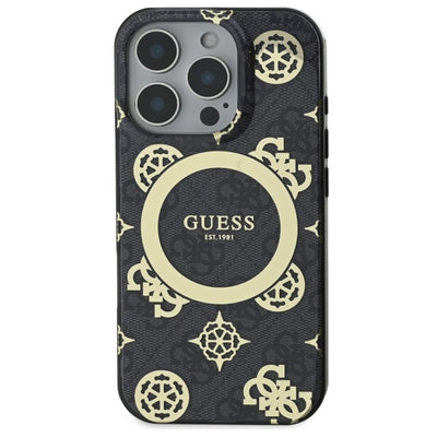 Guess IML Peony On 4G Background MagSafe case for iPhone 16 Pro - black