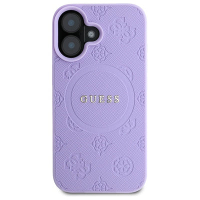 Guess Saffiano Peony Classic Logo MagSafena iPhone 16 Plus Case - Purple