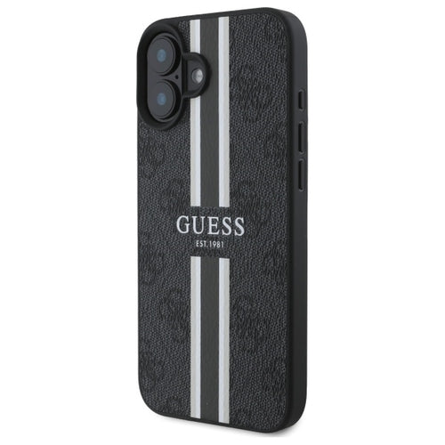 Guess 4G Printed Stripes MagSafe case for iPhone 16 - black