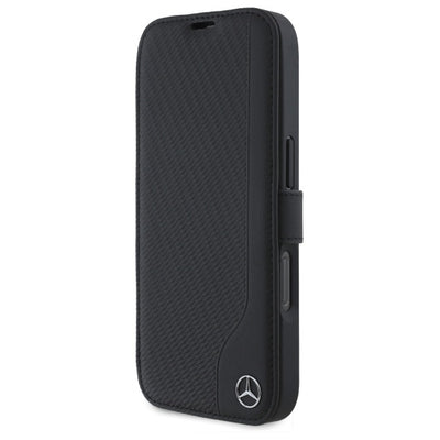 Mercedes Leather Wood Imitation iPhone 16 Case - Black