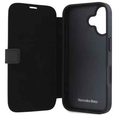 Mercedes Leather Wood Imitation iPhone 16 Case - Black