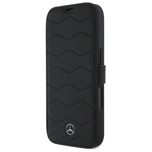 Mercedes MB Waves Leather Case for iPhone 16 Pro Max - Black