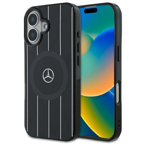 Mercedes MB Double Layer Crossed Lines MagSafe case for iPhone 16 - black