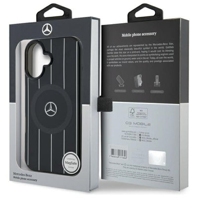 Mercedes MB Double Layer Crossed Lines MagSafe case for iPhone 16 - black