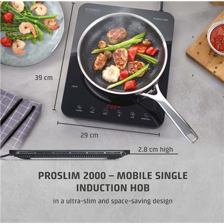 Caso Mobile Single Hob | ProSlim 2000 | Induction | Number of burners/cooking zones 1 | Touch | Timer | Black