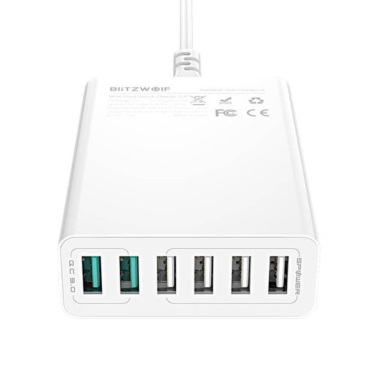 Ladegerät 6x USB Blitzwolf BW-S15, QC 3.0, 60 W (weiß)