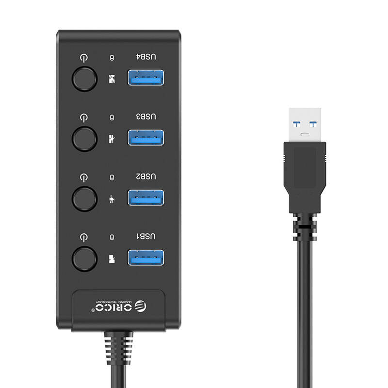Orico  USB 3.0. Hub with switches, 4x USB (black) - Product Image 2