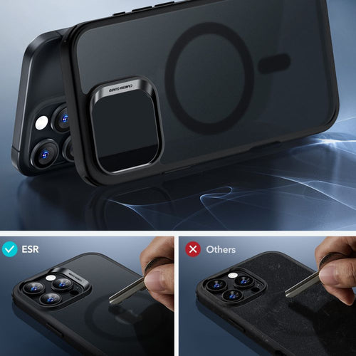 ESR Classic Hybrid Halolock MagSafe Case Set + Tempered Glass for iPhone 16 Pro Max - Semi-Transparent with Black Frame