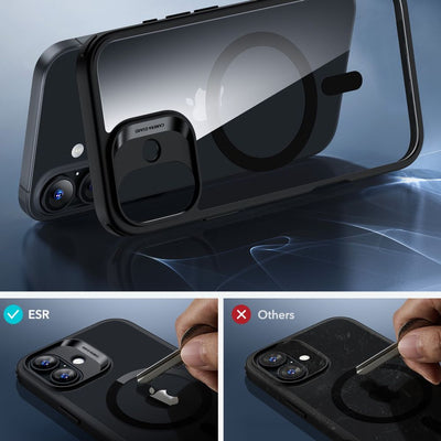 ESR Classic Hybrid Halolock MagSafe Case Set + Tempered Glass for iPhone 16 - Clear with Black Frame