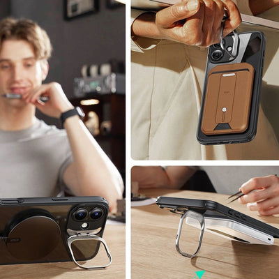 ESR Classic Hybrid Kickstand Halolock MagSafe Case Set + Tempered Glass for iPhone 16 - Black