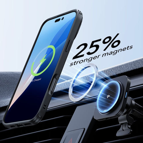 ESR Classic Hybrid Kickstand Halolock MagSafe Case Set + Tempered Glass for iPhone 16 - Black