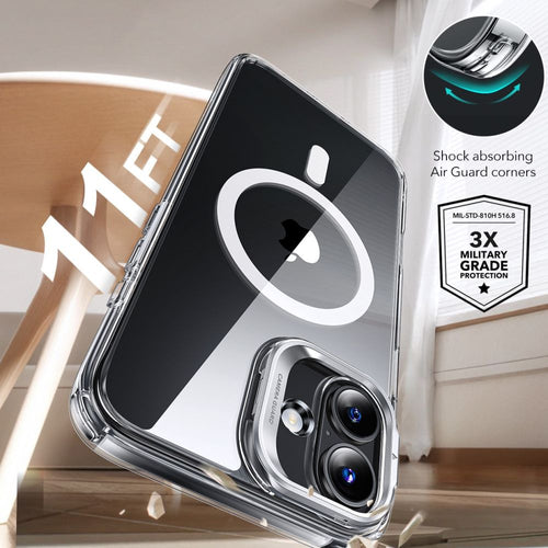 ESR Classic Hybrid Kickstand Halolock MagSafe Case Set + Tempered Glass for iPhone 16 PLUS - Clear