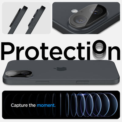 Spigen Optik GLAS.TR Camera Protector 2-PACK for iPhone 16 / 16 PLUS - Black