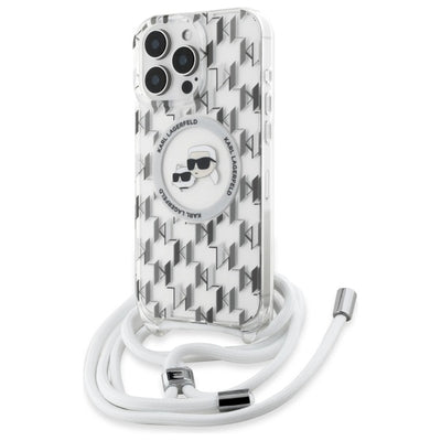 Karl Lagerfeld IML Crossbody Monogram Karl &amp; Choupette Head MagSafe Case for iPhone 16 Pro - Clear