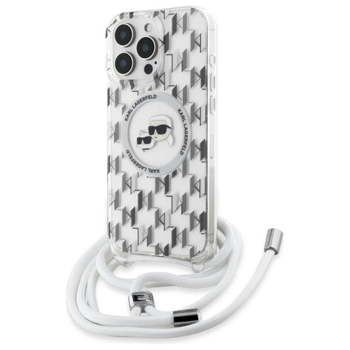 Karl Lagerfeld IML Crossbody Monogram Karl &amp; Choupette Head MagSafe Case for iPhone 16 Pro - Clear