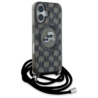 Karl Lagerfeld IML Crossbody Monogram Karl &amp; Choupette Head MagSafe iPhone 16 Case - Black