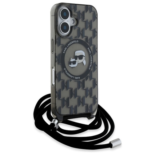 Karl Lagerfeld IML Crossbody Monogram Karl &amp; Choupette Head MagSafe iPhone 16 Case - Black
