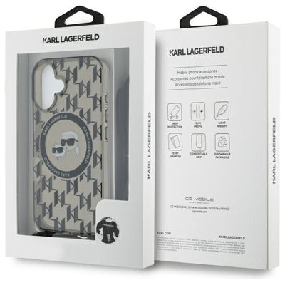 Karl Lagerfeld IML Crossbody Monogram Karl &amp; Choupette Head MagSafe iPhone 16 Case - Black