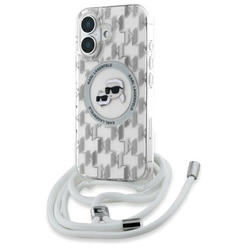 Karl Lagerfeld IML Crossbody Monogram Karl &amp; Choupette Head MagSafe iPhone 16 Case - Clear