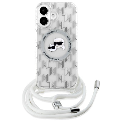 Karl Lagerfeld IML Crossbody Monogram Karl &amp; Choupette Head MagSafe iPhone 16 Case - Clear