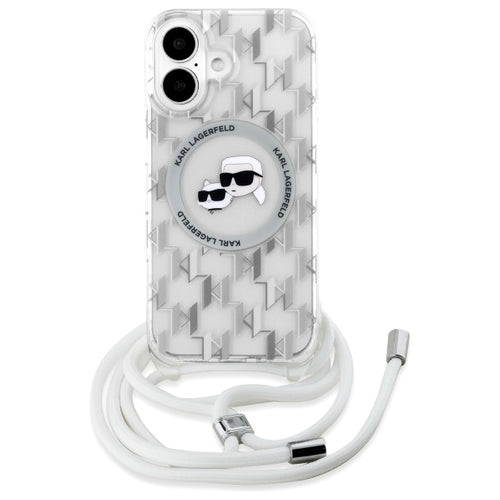 Karl Lagerfeld IML Crossbody Monogram Karl &amp; Choupette Head MagSafe iPhone 16 Case - Clear