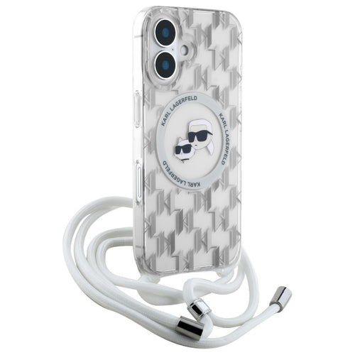 Karl Lagerfeld IML Crossbody Monogram Karl &amp; Choupette Head MagSafe iPhone 16 Case - Clear