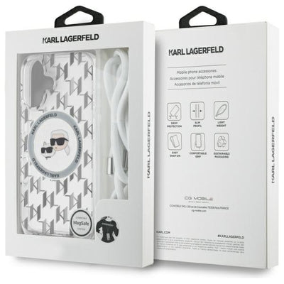 Karl Lagerfeld IML Crossbody Monogram Karl &amp; Choupette Head MagSafe iPhone 16 Case - Clear