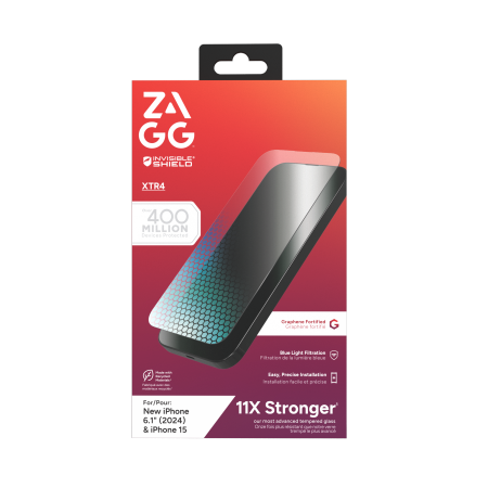 ZAGG InvisibleShield Glass XTR4 protective glass with graphene and blue light filter for iPhone 15/16