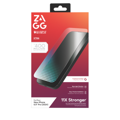ZAGG InvisibleShield Glass XTR4 Graphene Screen Protector with Blue Light Filter for iPhone 16 Pro Max