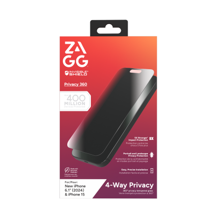 ZAGG InvisibleShield Glass Elite Privacy 360 for iPhone 15 / 16