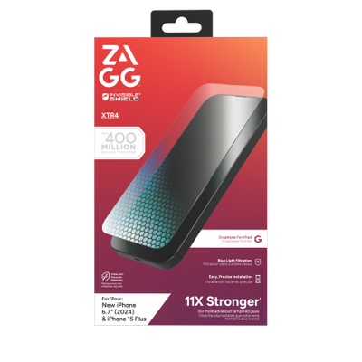 ZAGG InvisibleShield Glass XTR4 Graphene Protective Glass with Blue Light Filter for iPhone 15 Plus / 16 Plus