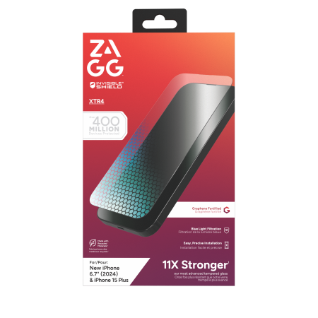 ZAGG InvisibleShield Glass XTR4 Graphene Protective Glass with Blue Light Filter for iPhone 15 Plus / 16 Plus
