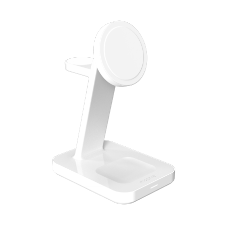 ZAGG Mophie Snap+ 3-in-1 Qi2 Wireless Charger Stand for Three Devices Compatible with MagSafe and Qi2 - White