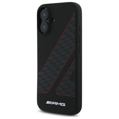 AMG Checkered Flag Pattern MagSafe iPhone 16 Case - Black — Mercedes