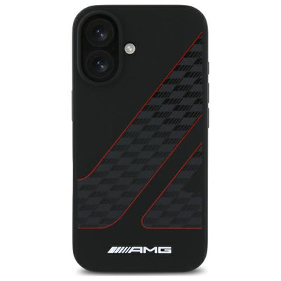 AMG Checkered Flag Pattern MagSafe iPhone 16 Case - Black — Mercedes