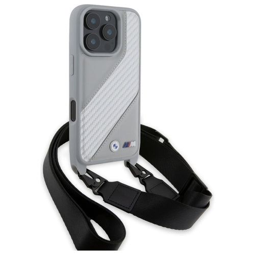 BMW M Edition Carbon Stripe &amp; Strap iPhone 16 Pro Case - Gray