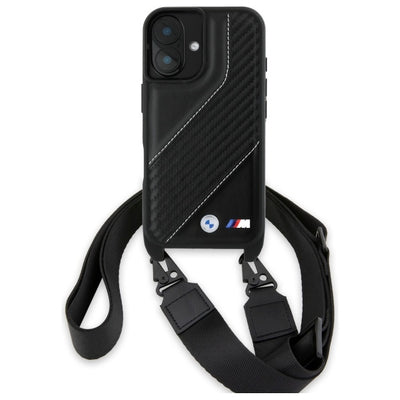 BMW M Edition Carbon Stripe &amp; Strap iPhone 16 Plus Case - Black