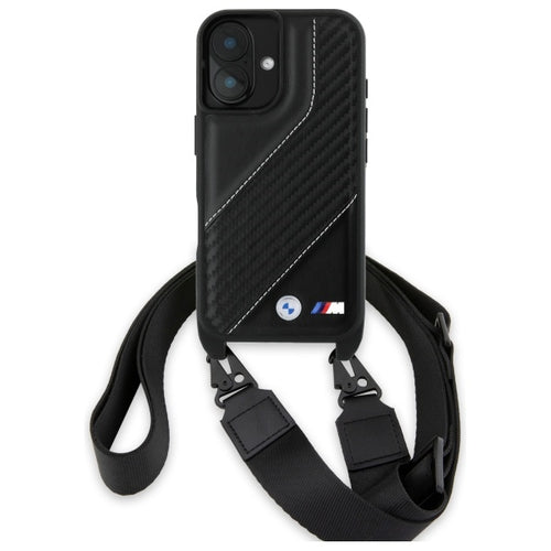 BMW M Edition Carbon Stripe &amp; Strap iPhone 16 Plus Case - Black