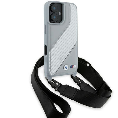 BMW M Edition Carbon Stripe &amp; Strap iPhone 16 Case - Gray