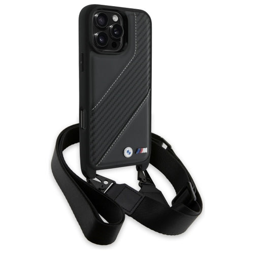 BMW M Edition Carbon Stripe &amp; Strap Case for iPhone 16 Pro Max - Black
