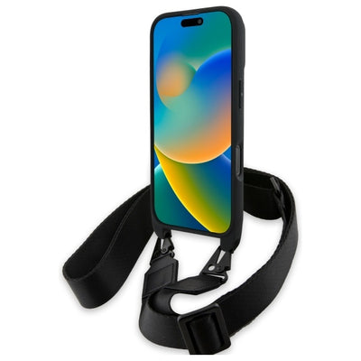 BMW M Edition Carbon Tricolor Lines &amp; Strap Case for iPhone 16 Pro Max - Black